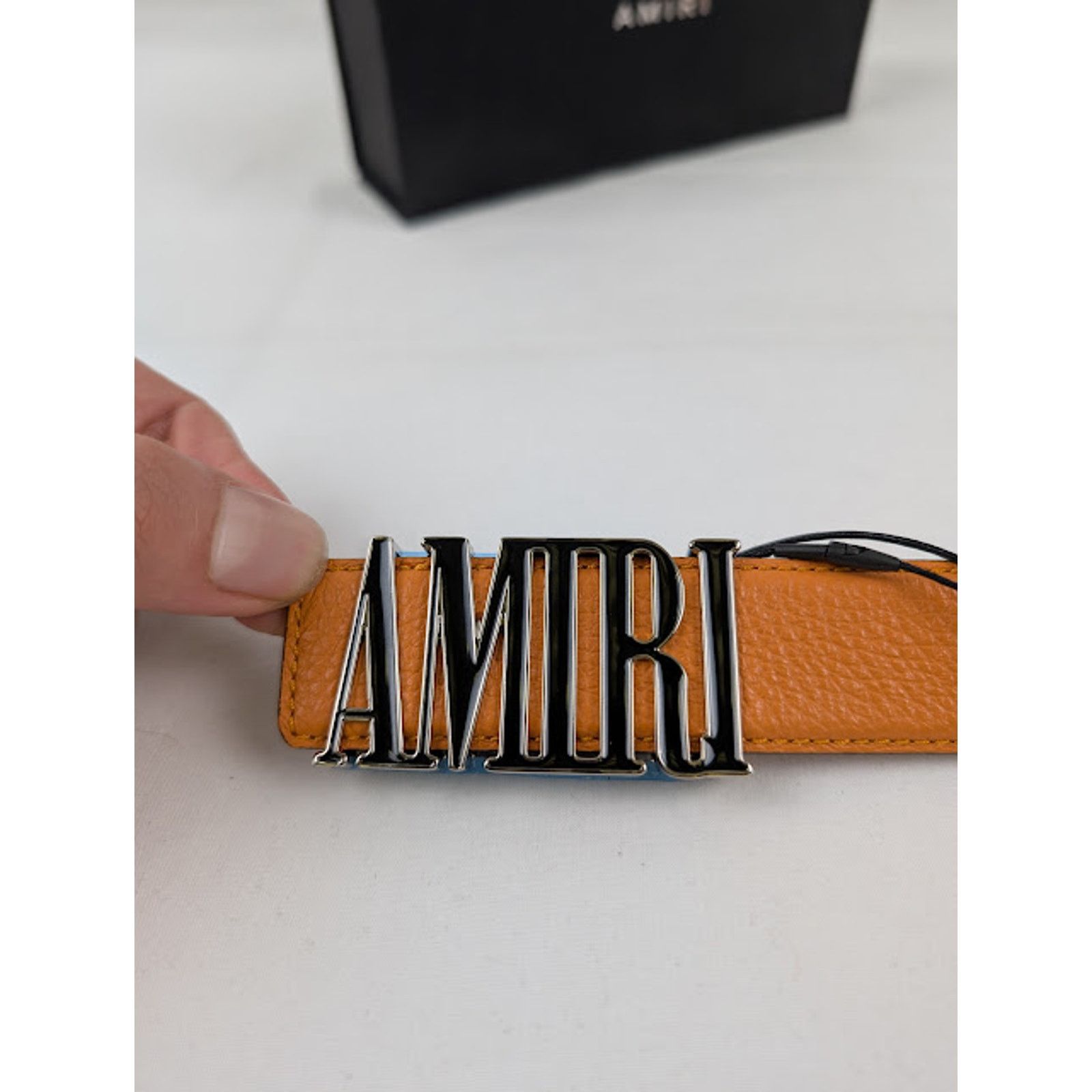 Amiri o1rshd1 Size: 90 / Pebbled Amiri Belt in Orange Size 36 - 8 Thumbnail