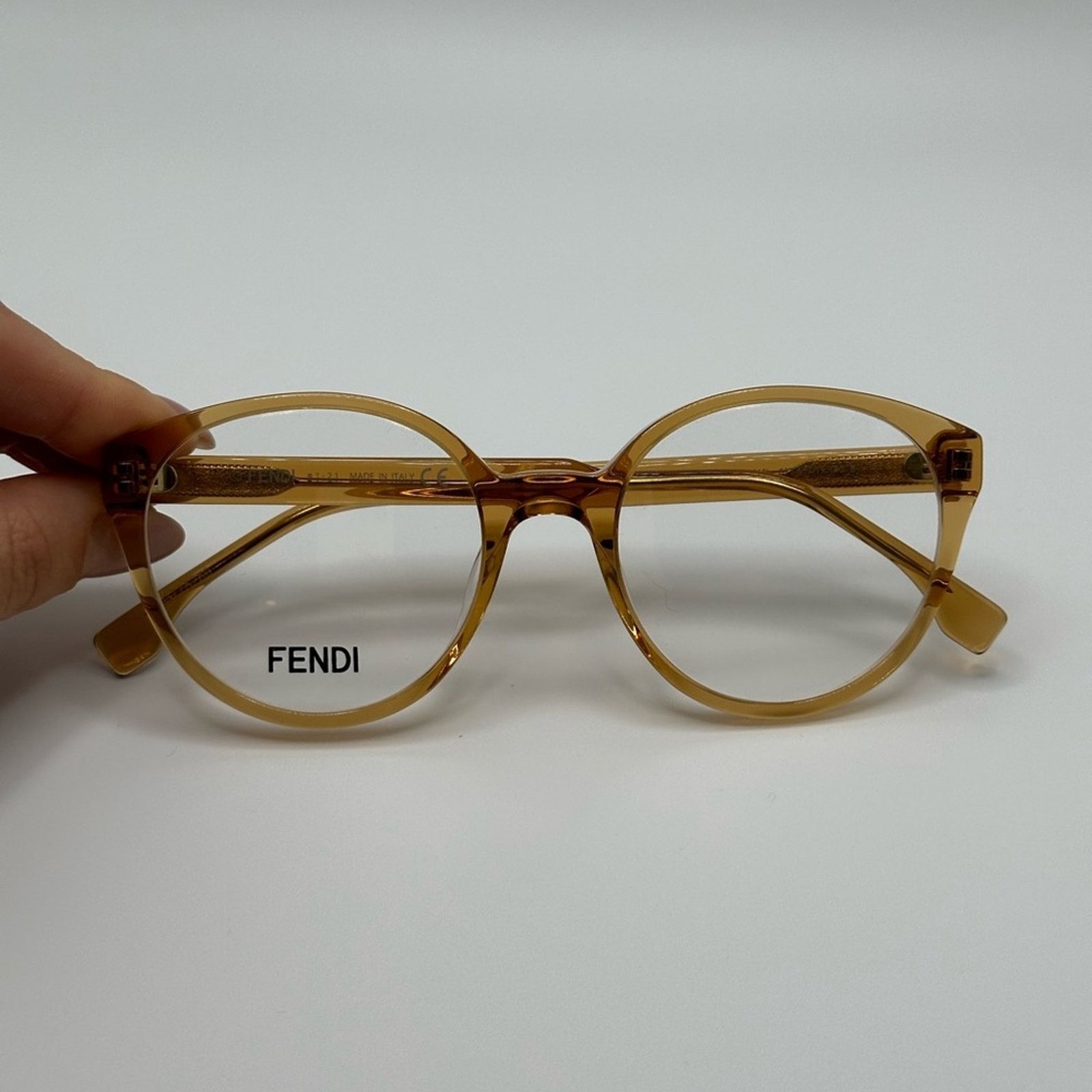 Fendi NEW FENDI FE50015I 057 Transparent Cognac Unisex Eyeglasses Size ONE SIZE - 7 Thumbnail