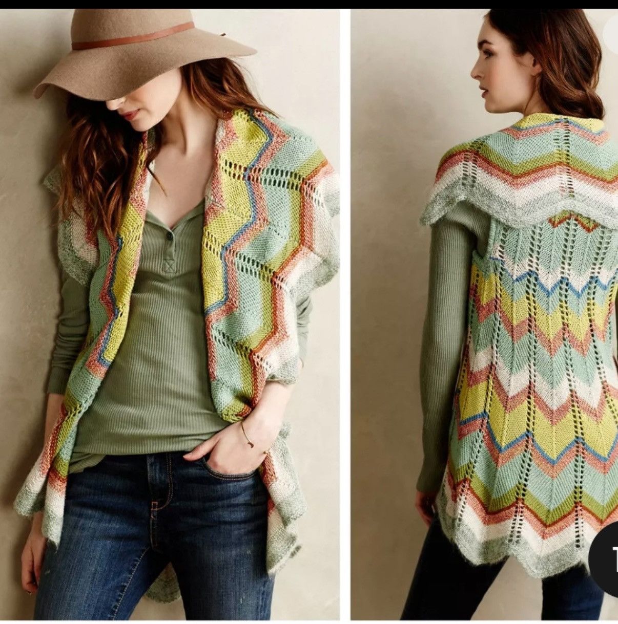 Anthropologie Anthropologie Rosie Neira Crochet Chevron Sweater Wool Size XS / US 0-2 / IT 36-38 - 7 Thumbnail