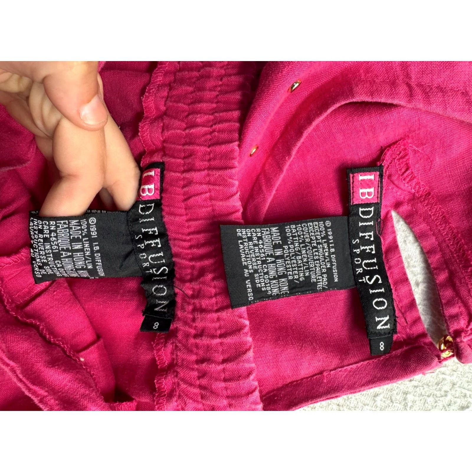 Vintage Diffusion Bright Pink Studded Lounge Set Women 8 Short Sleeve Elastic Waist Two-Piece Size 30" / US 8 / IT 44 - 3 Thumbnail
