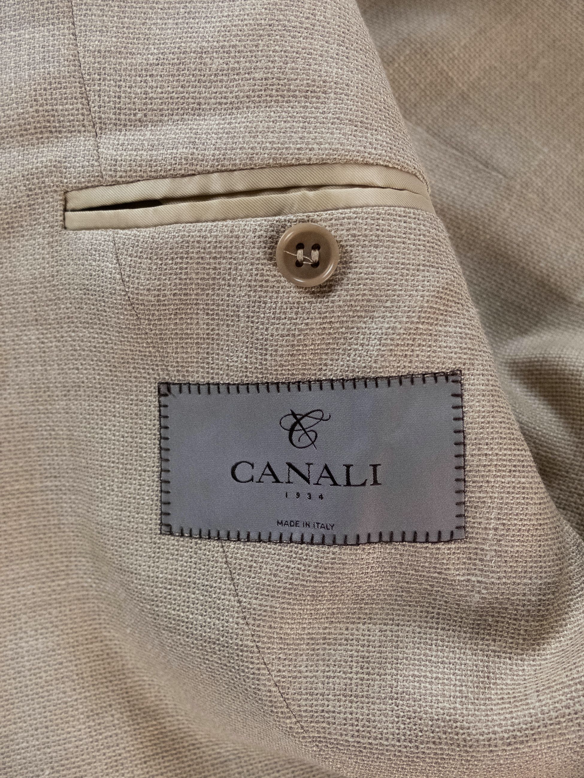 Canali CANALI beige wool silk linen blazer jacket Size 38 US / 48 Size 38R - 10 Thumbnail
