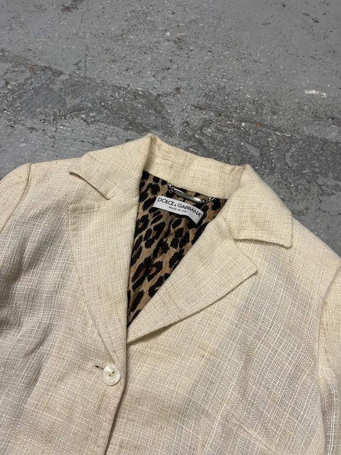 Designer × Dolce & Gabbana × Vintage 2000s Dolce & Gabbana Beige Linen Blazer Jacket Size S / US 4 / IT 40 - 3 Thumbnail