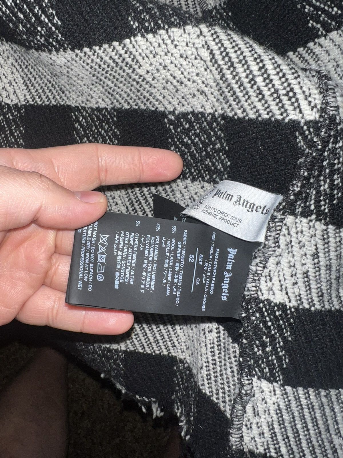 Palm Angels Palm Angels Wool Check Flannel Shirt Jacket Black Size L Size US L / EU 52-54 / 3 - 9 Thumbnail