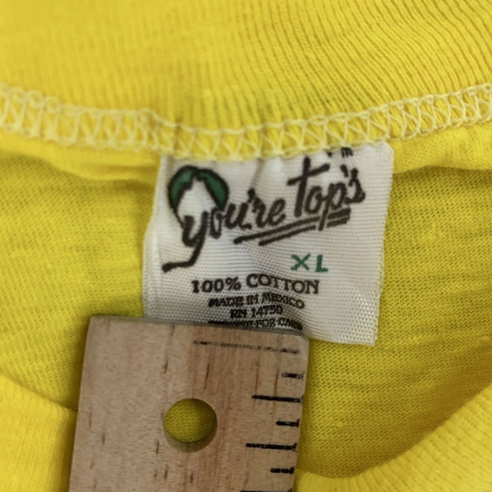 Vintage You're Tops Shirt Mens XS Yellow Crew Neck 100% Cotton Short Sleeve Casual Tee Size US XS / EU 42 / 0 - 7 Thumbnail