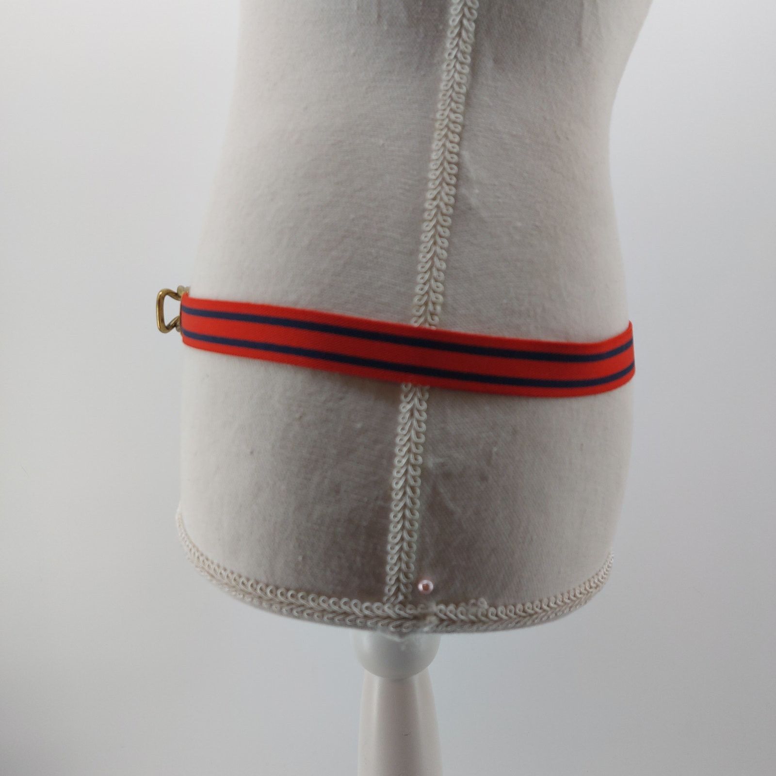 Vintage Women's Vintage Red Navy Blue Striped Skinny Cinch Belt OS Size ONE SIZE - 3 Thumbnail