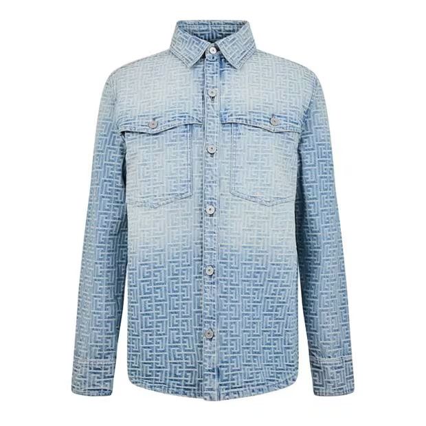 image of Balmain O1G2R1Mq0324 Shirts In Blue, Men's (Size Small)