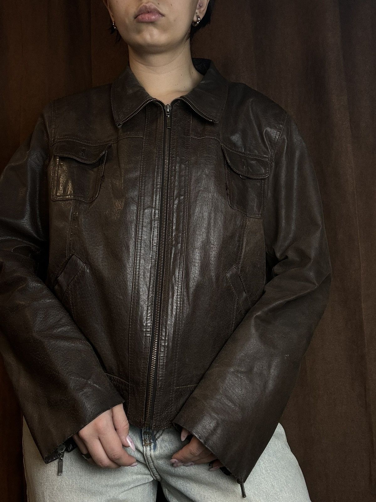 Vintage Vintage brown leather jacket Wallace sacks y2k coat Size US S / EU 44-46 / 1 - 2 Thumbnail