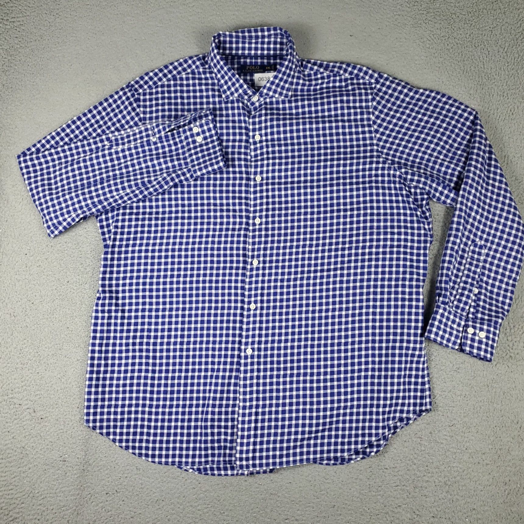Ralph Lauren Ralph Lauren Shirt Mens 2XL Blue Check Button-Up Long Sleeve Casual Dress Shirt (Pony Logo) - Cotton, Button-Down Collar, Regular Fit Size US XXL / EU 58 / 5 - 2 Thumbnail