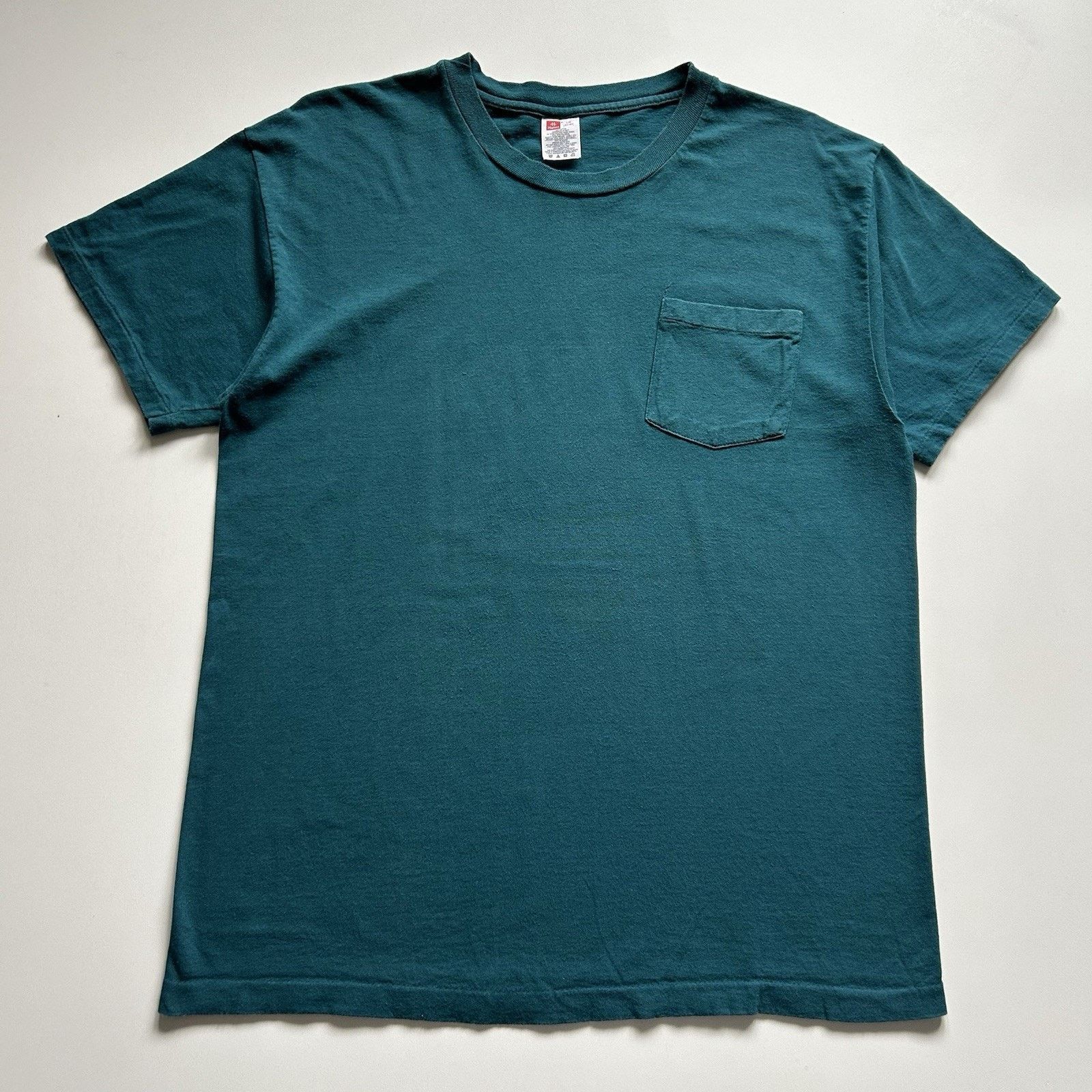 Hanes × Vintage Vintage 90s Hanes Pocket T Shirt Large Green Single Stitch Size US L / EU 52-54 / 3 - 1 Thumbnail