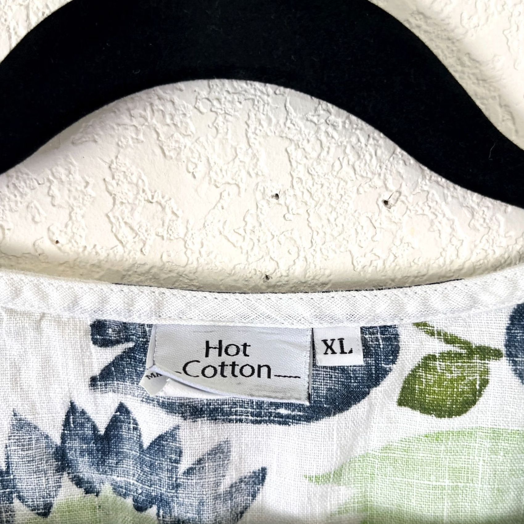 Vintage Hot Cotton Womens Floral Print 3/4 Sleeve Top XL White Round Neck Blouse Size XL / US 12-14 / IT 48-50 - 3 Thumbnail