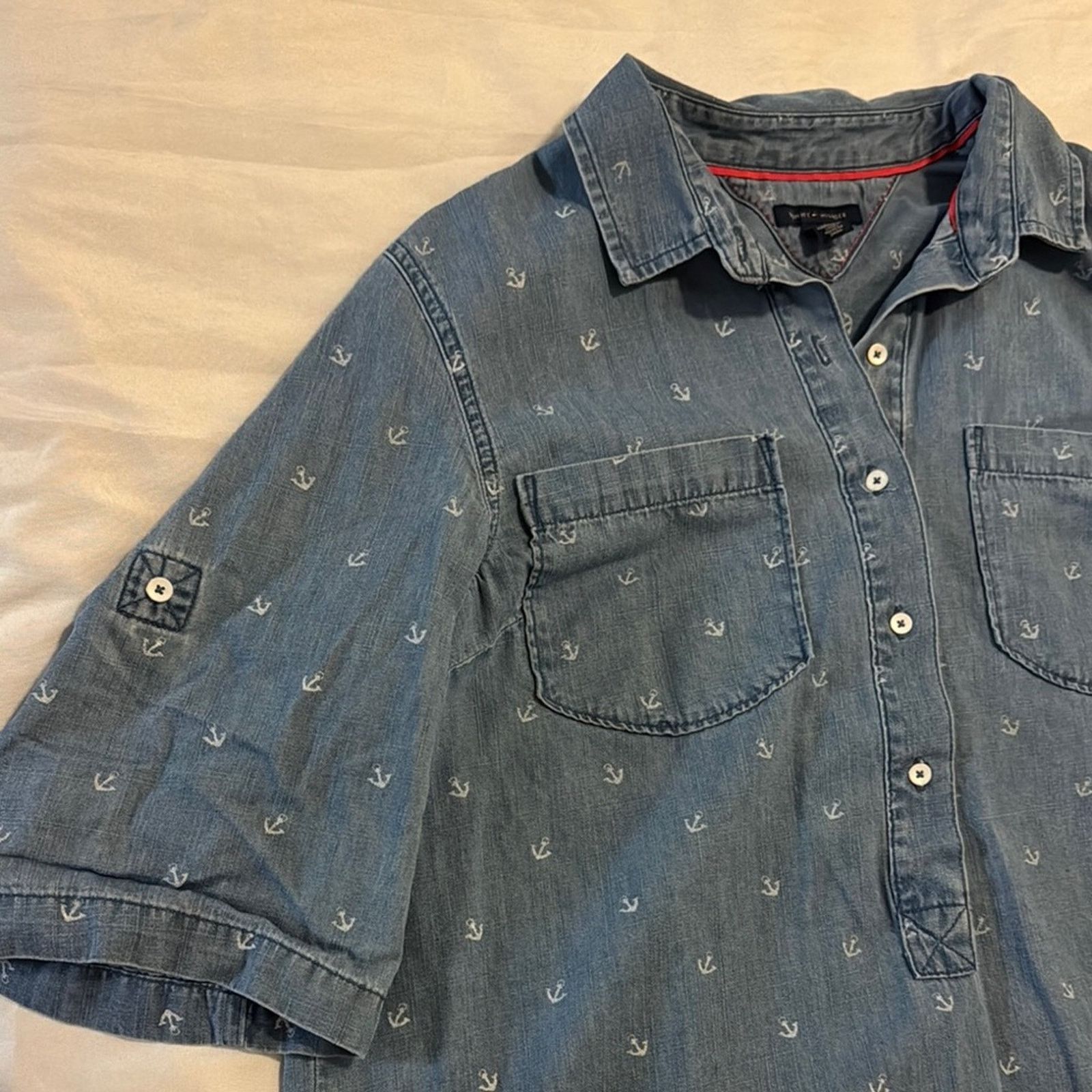 Tommy Hilfiger Tommy Hilfiger Anchor Print Denim Blouse – Size XL Size XL / US 12-14 / IT 48-50 - 3 Thumbnail