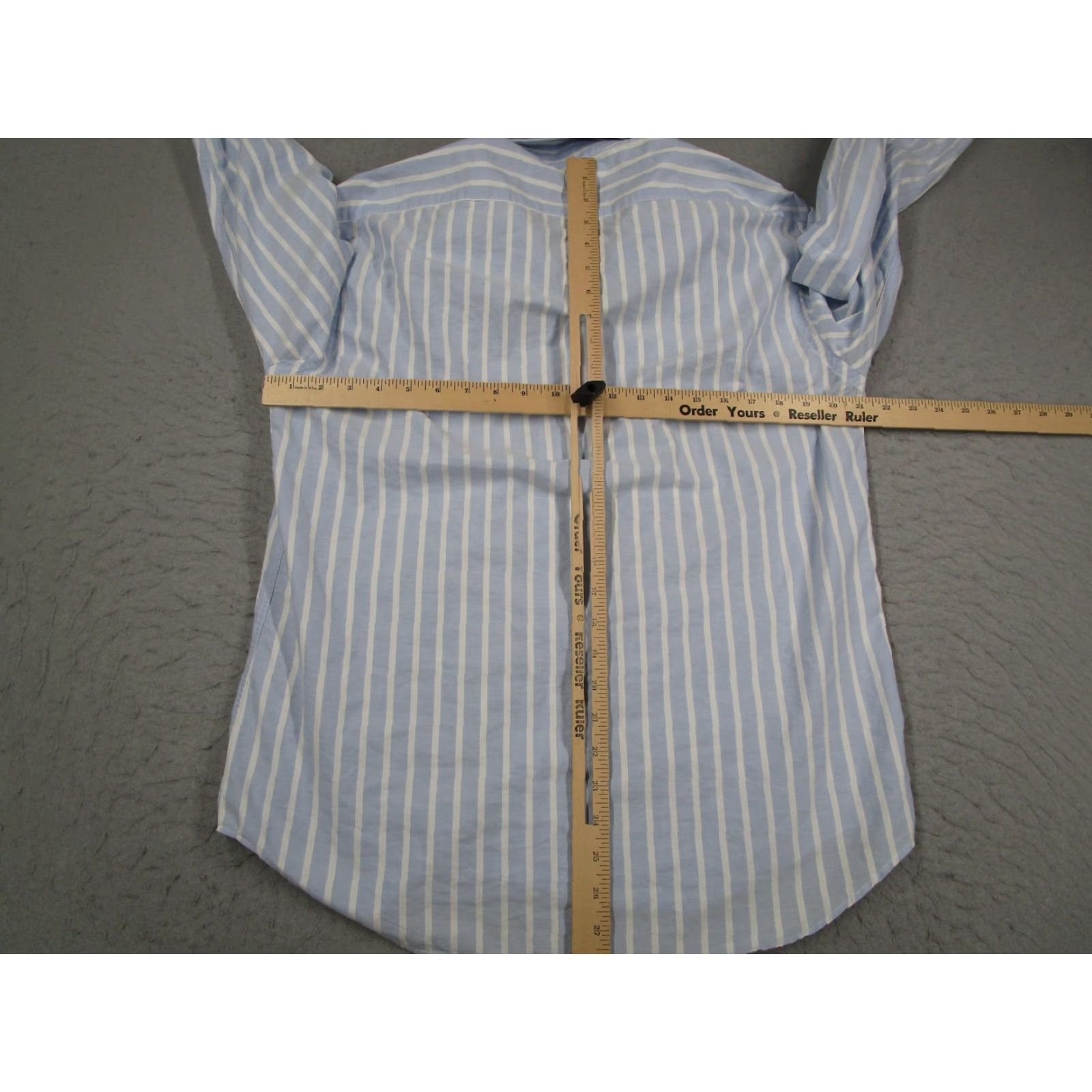 Vintage VINTAGE Cafe Coton Dress Shirt Mens L Blue White Stripe Twill 100% Cotton Classic Long Sleeve Button Down Size 42R - 6 Thumbnail