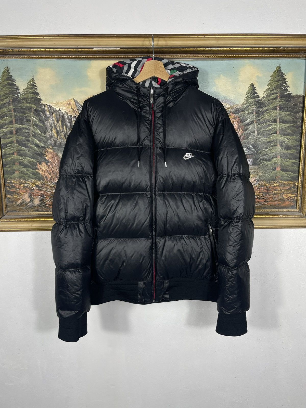 Nike × Streetwear × Vintage Nike Small Swoosh Zip Hoodie Black Y2k  