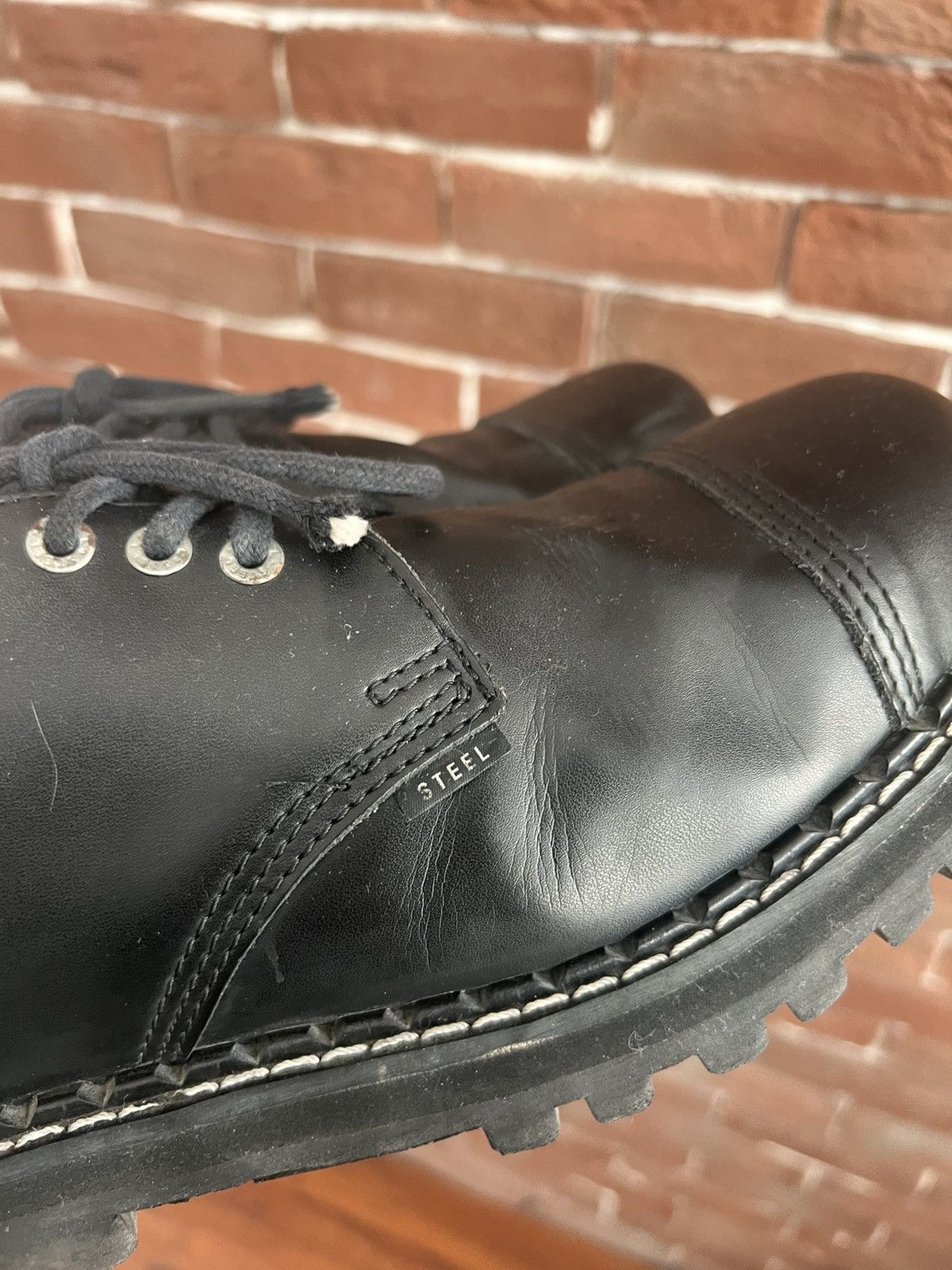 Leather Rare Vintage Steel Avant Garde Platform Derby Leather Boots Size US 12.5 / EU 45-46 - 6 Thumbnail
