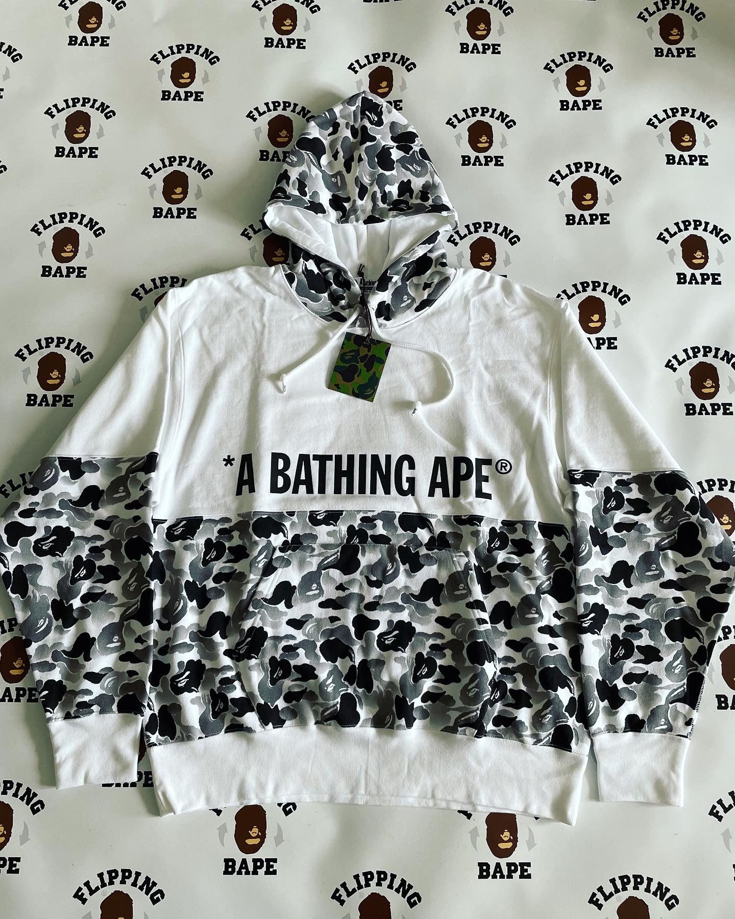 image of Bape China 10Th Anniv. Xintiandi Wide Fit Pullover Hoodie in White, Men's (Size XL)