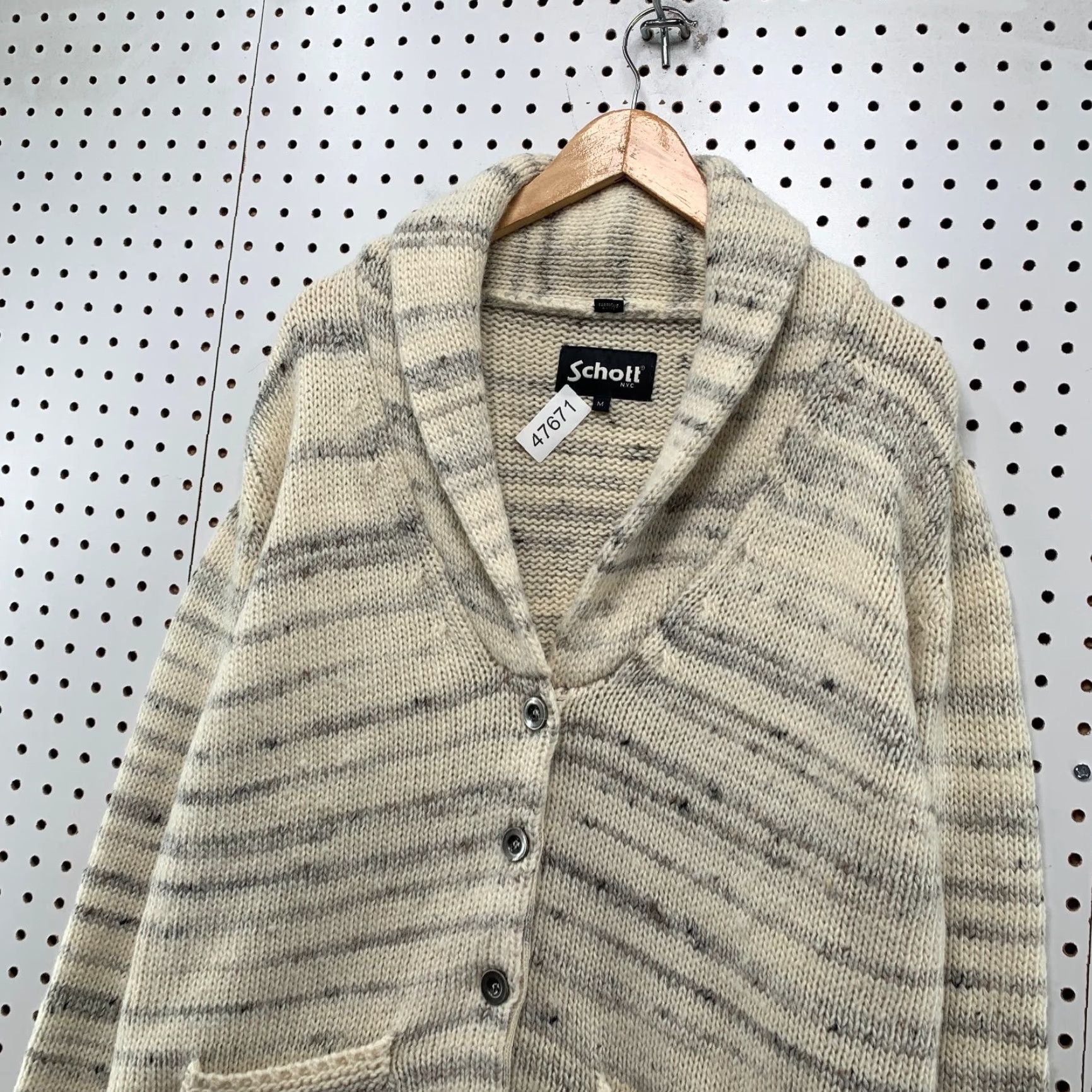 Schott Schott Wool Cardigan Sweater Womens M Beige Military Knit Button Shawl Size M / US 6-8 / IT 42-44 - 6 Thumbnail