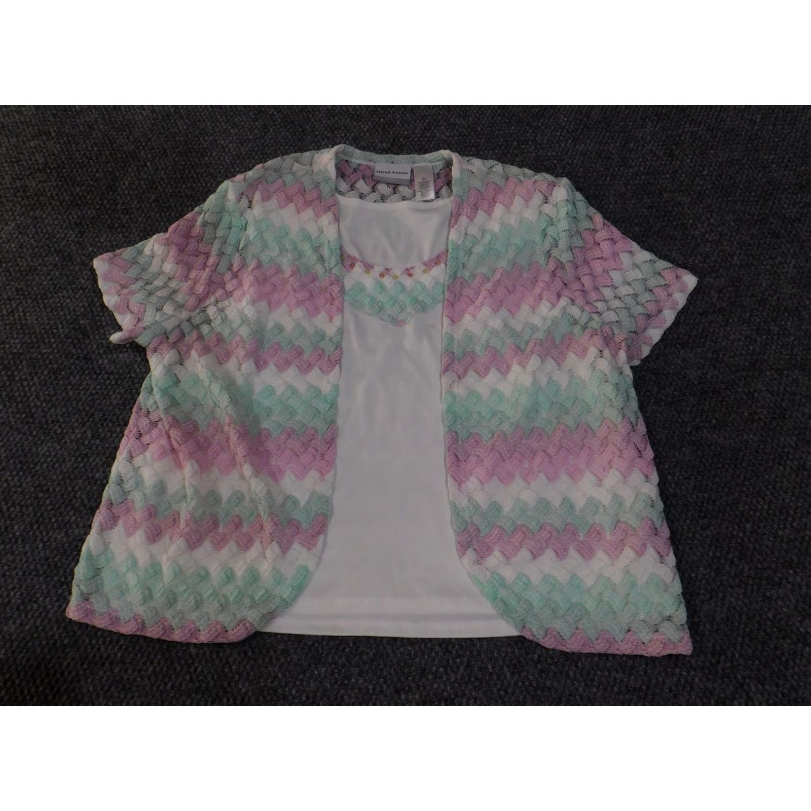 Vintage VINTAGE Alfred Dunner Sweater Womens Petite Extra Large Pastel Lace Twinset Layered Top Size XL / US 12-14 / IT 48-50 - 5 Thumbnail