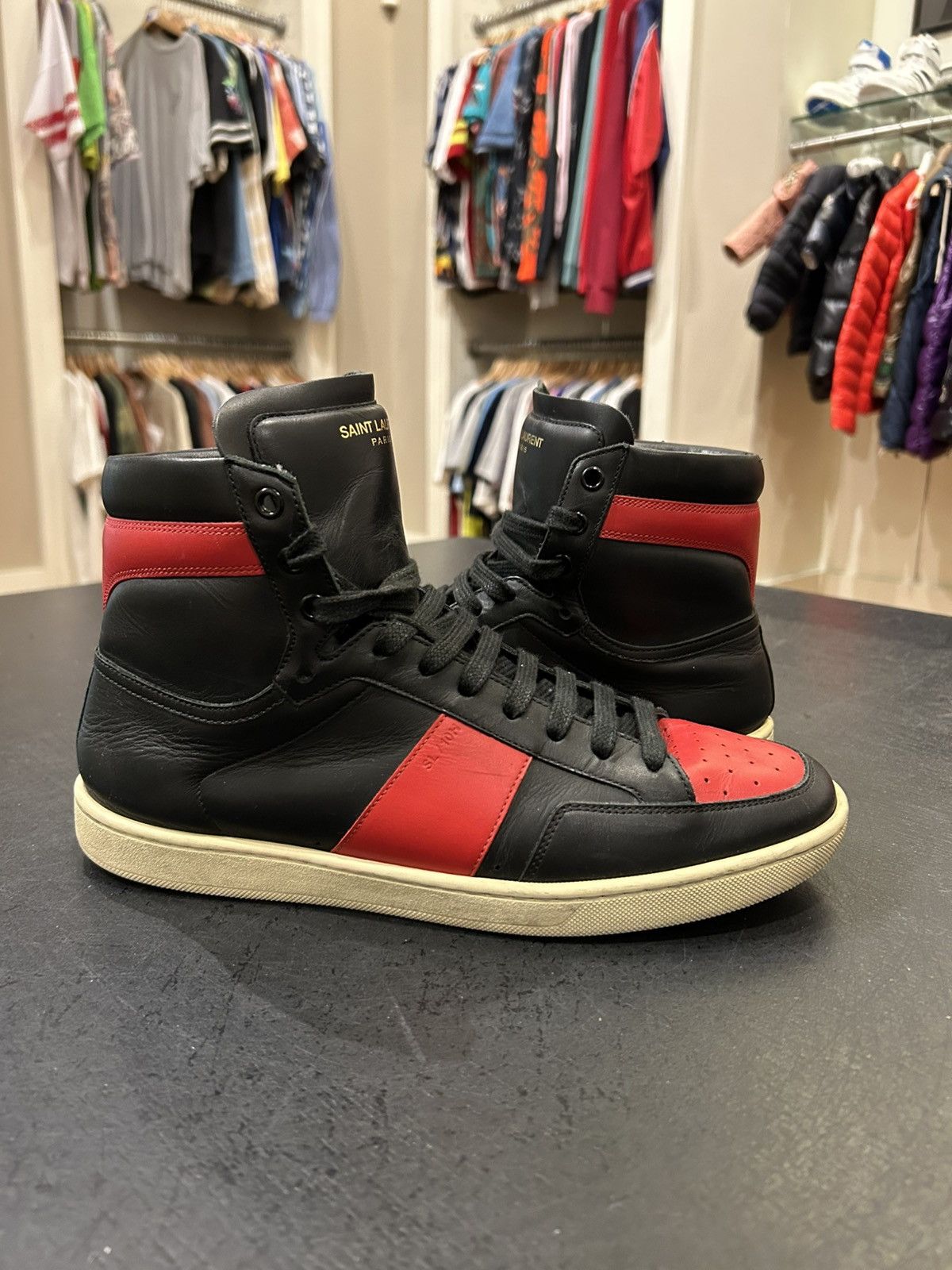 Yves Saint Laurent Saint Laurent mens high top embroidered logo
