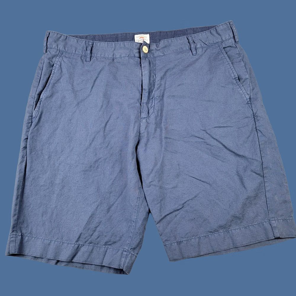 Faherty Faherty Mens 34 Chino Shorts Blue Linen Cotton Zip Fly Pockets Casual Summer Size US 34 / EU 50 - 1 Thumbnail