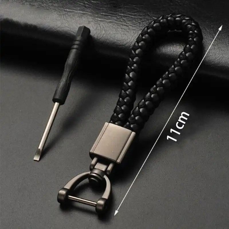 Jewelry × Vintage Leather Rope KeyChain Hand Woven Horseshoe Buckle Key Ring Size ONE SIZE - 2 Thumbnail