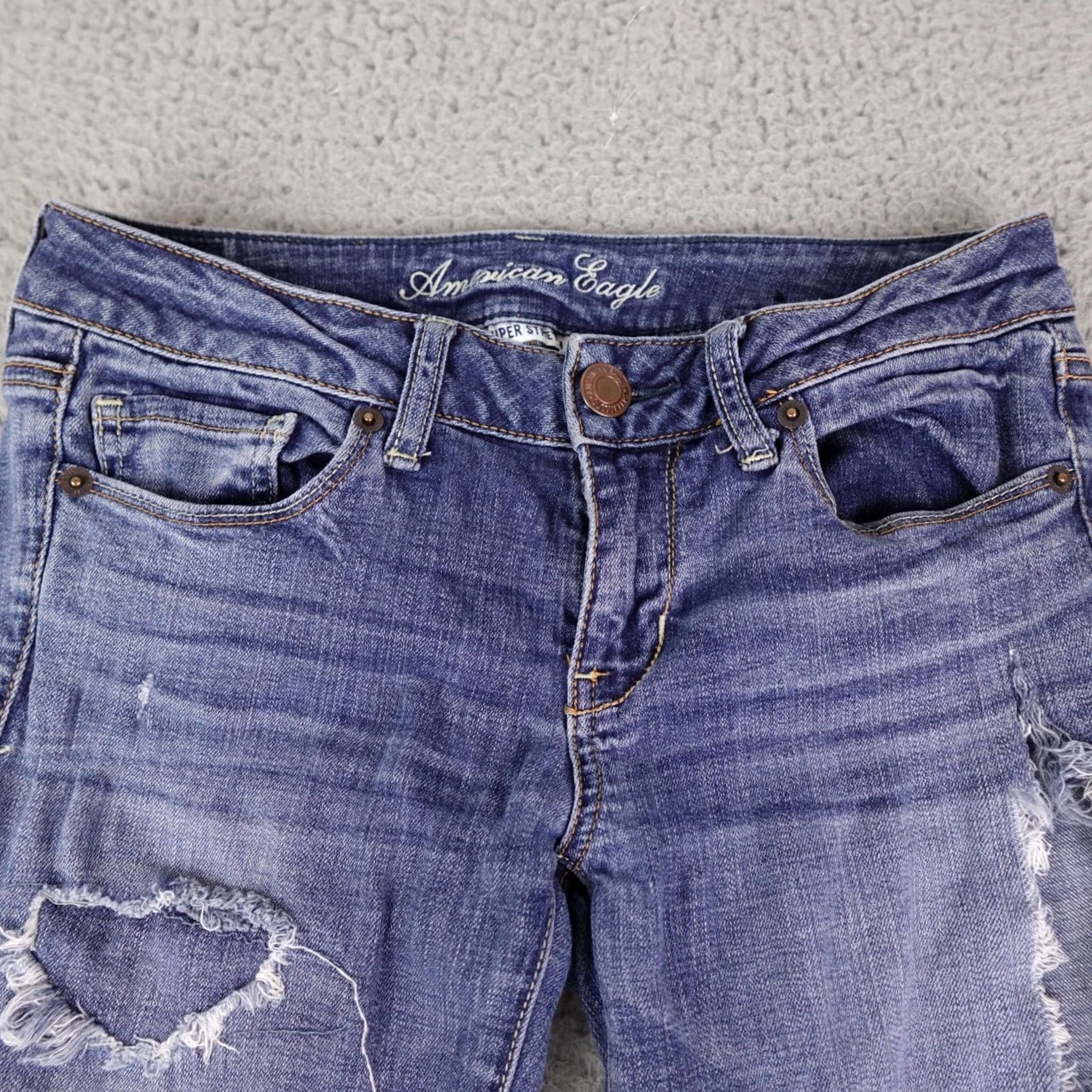 American Eagle Outfitters American Eagle Jeans Womens Skinny Stretch Blue Denim Low Rise Size 4 Size 27" / US 4 / IT 40 - 6 Thumbnail