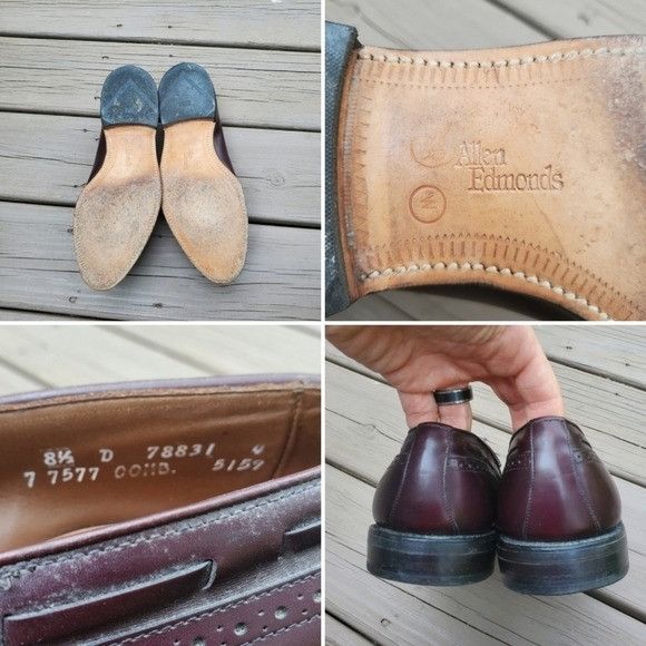 Allen Edmonds × Vintage Vintage 80s Allen Edmonds Mansfield Oxblood Leather Brogue Size US 8.5 / EU 41-42 - 7 Thumbnail