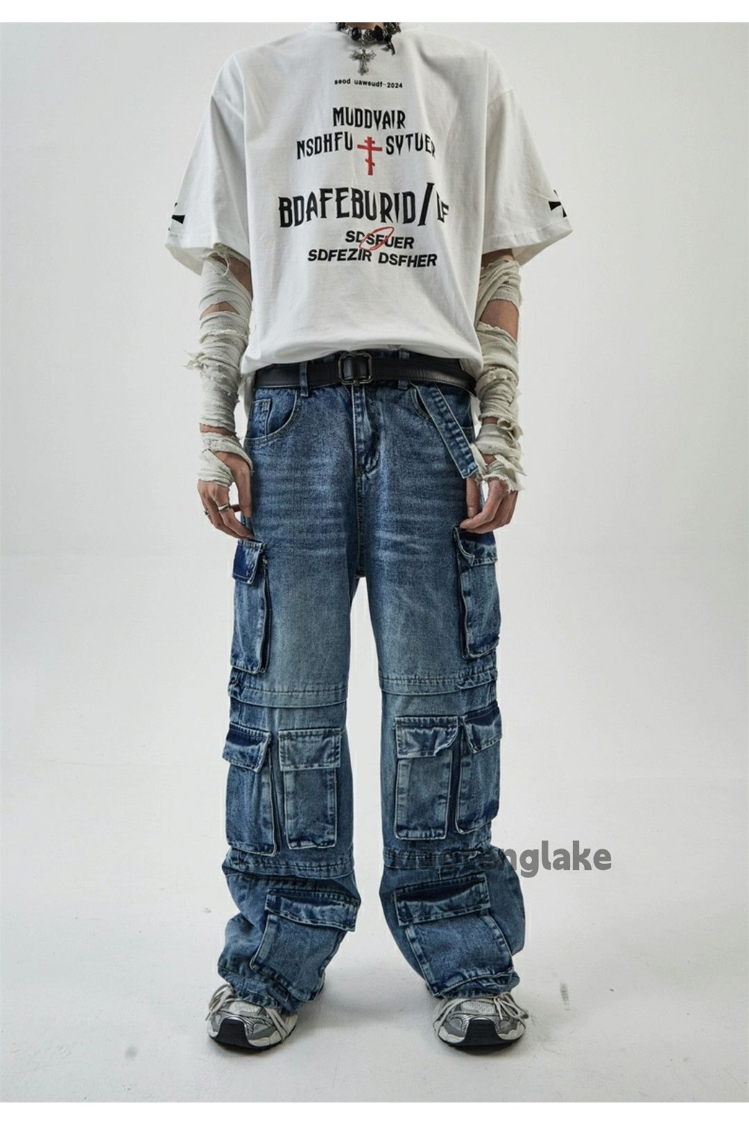Jean × Vintage washed faded loose baggy hiphop cargo jeans Size US 30 / EU 46 - 3 Thumbnail