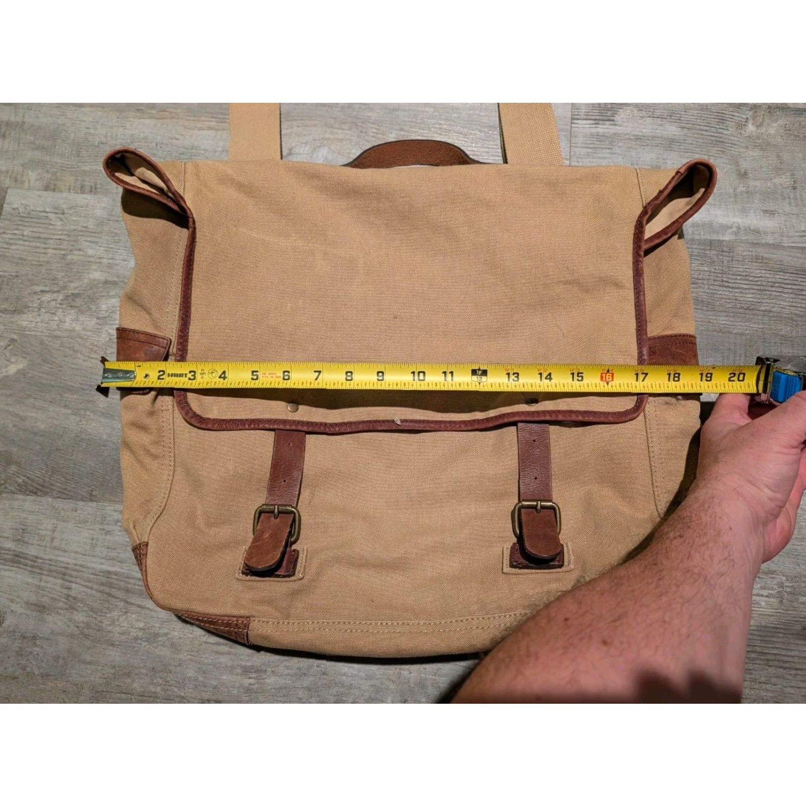 J.Crew J. Crew Dry Goods Abingdon Canvas Messenger Bag Brown Leather Trim 2-Toned Medium Unisex Adults Size ONE SIZE - 5 Thumbnail