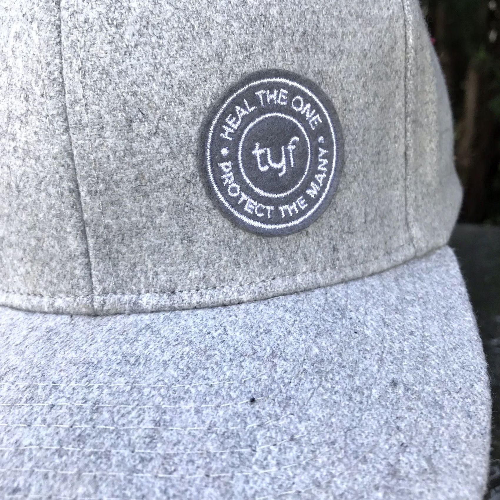 Vintage TYF Heal The One - Protect The Many Wool Blend Patch Gray Strapback Cap Hat OS Men 5 Panel Adjustable Buckle Wool Blend TYF Logo Patch Gray Cap Size ONE SIZE - 2 Thumbnail