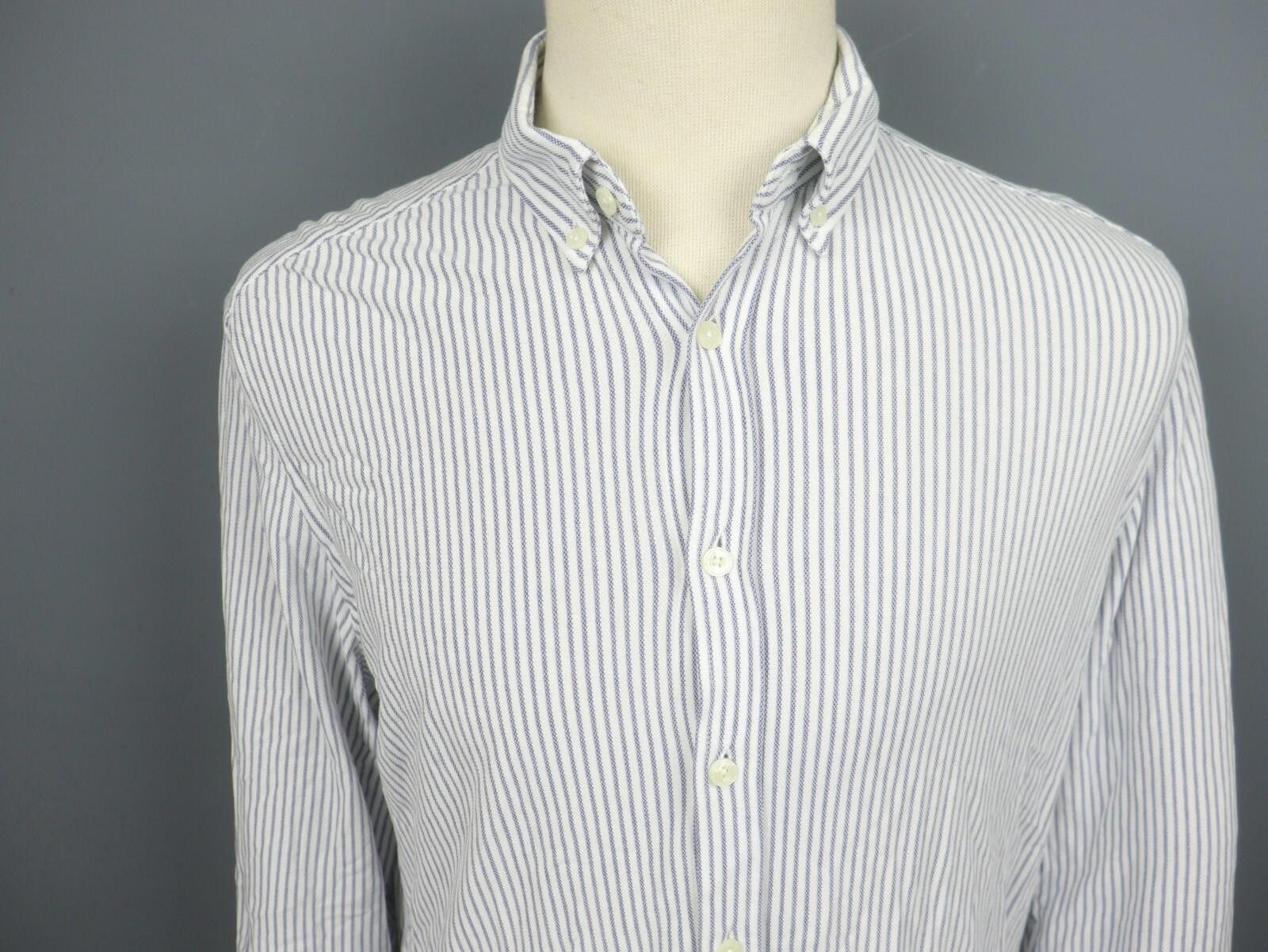 Designer Hackett London White Striped Button Down Shirt Size XL Size US XL / EU 56 / 4 - 2 Thumbnail