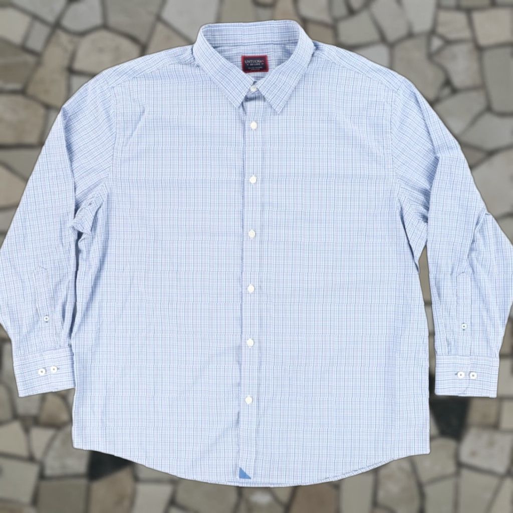 UNTUCKit Untuckit Pascal Performance Gingham Button Up Shirt Blue Men's 2XL Size US XXL / EU 58 / 5 - 1 Thumbnail
