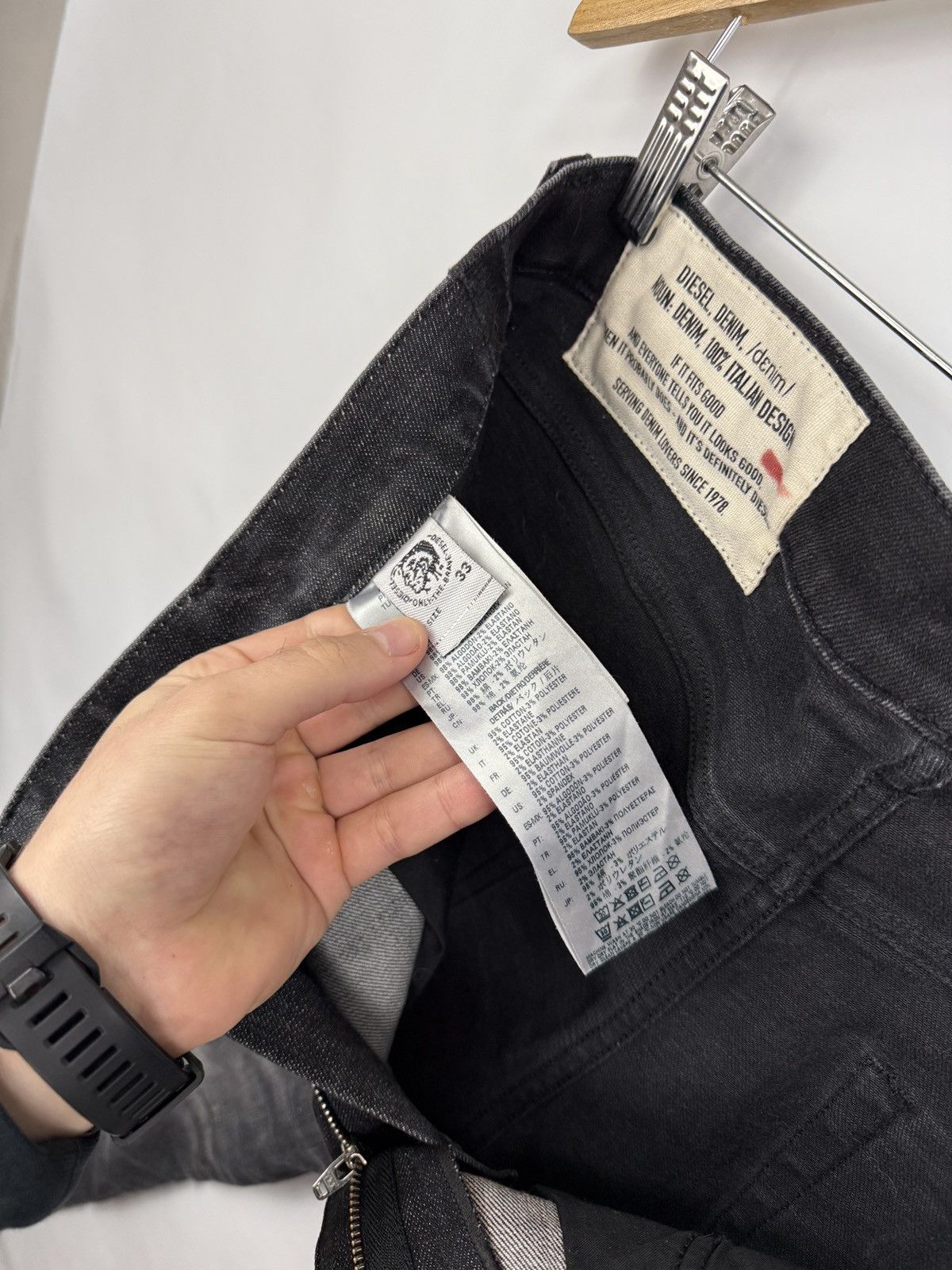 Diesel 🇺🇸 Diesel D-Strukt Slim 009HY Stretch Jeans Punk Opium Style Size US 33 - 19 Thumbnail
