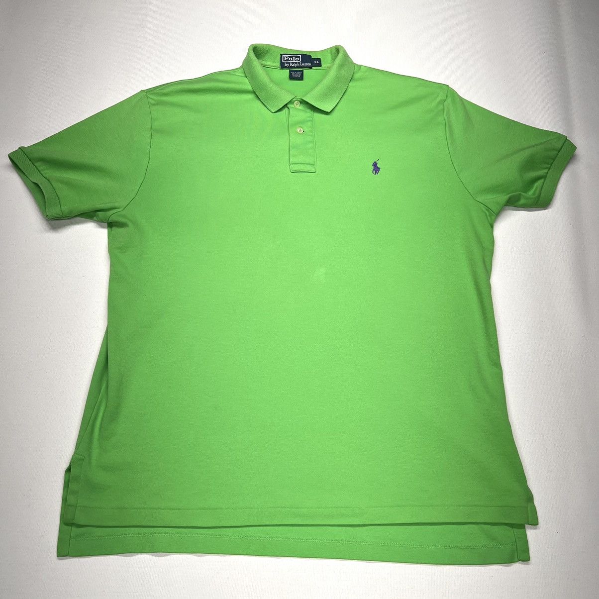 Polo Ralph Lauren × Vintage VTG Polo Ralph Lauren Polo Shirt Green Purple Short Sleeve Size US XL / EU 56 / 4 - 1 Thumbnail