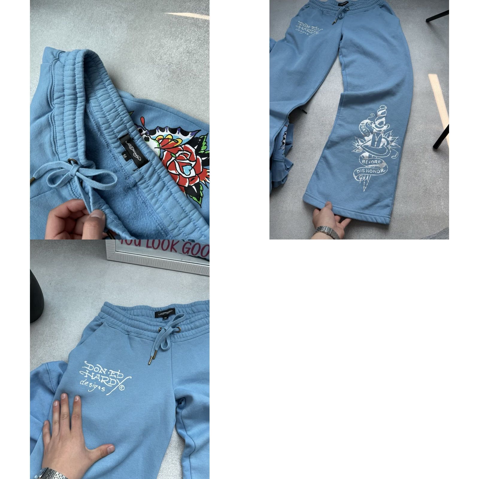 Ed Hardy Ed Hardy Blue Tracksuit Set Hoodie Sweatpants Skull Rose Y2K Size M Women’s Sweatsuit Activewear Tracksuit, Ed Hardy Skull, Y2K, 90s, Womens, M Size M / US 6-8 / IT 42-44 - 10 Thumbnail