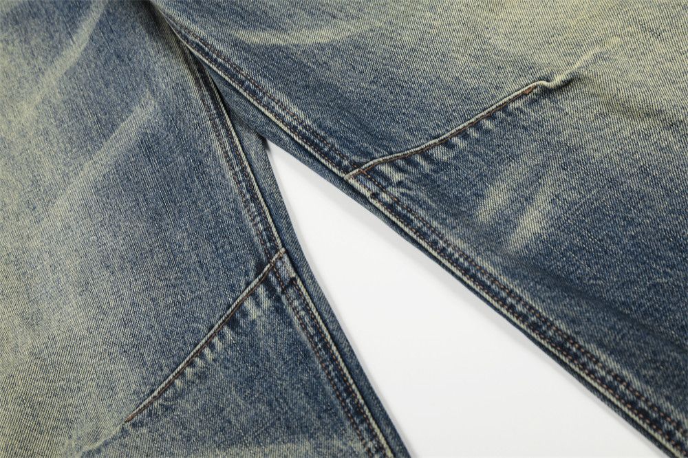 Jean Vintage washed distressed loose casual men's curved jeans Size US 32 / EU 48 - 4 Thumbnail