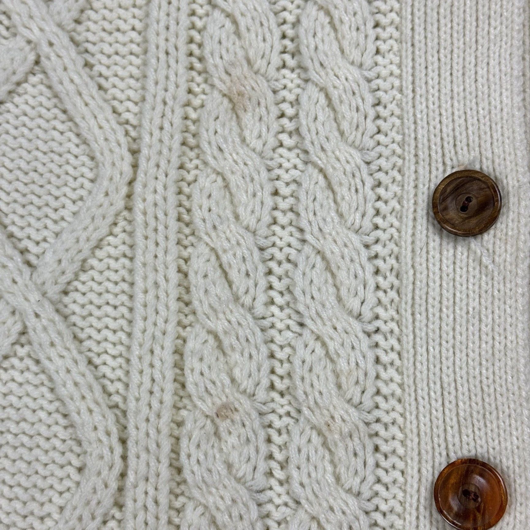 Vintage VINTAGE Kimlon Cable Knit Cardigan Sweater Dress Womens Small Ivory Button Front Pocket Preppy Hippy 50s 60s Size S / US 4 / IT 40 - 4 Thumbnail