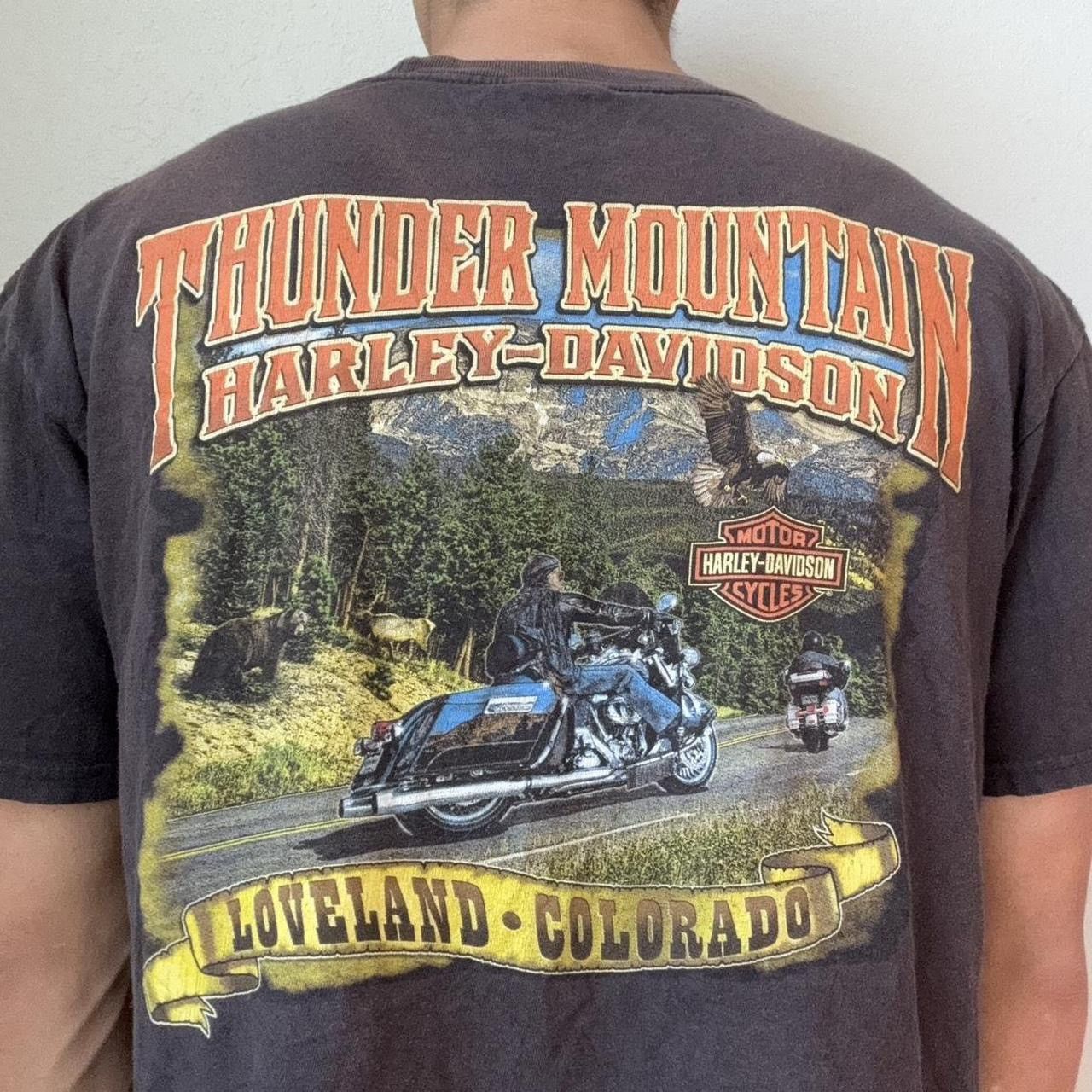 Harley Davidson × Vintage Vintage Harley Davidson Loveland Graphics Black Tee Shirt Size US L / EU 52-54 / 3 - 1 Thumbnail