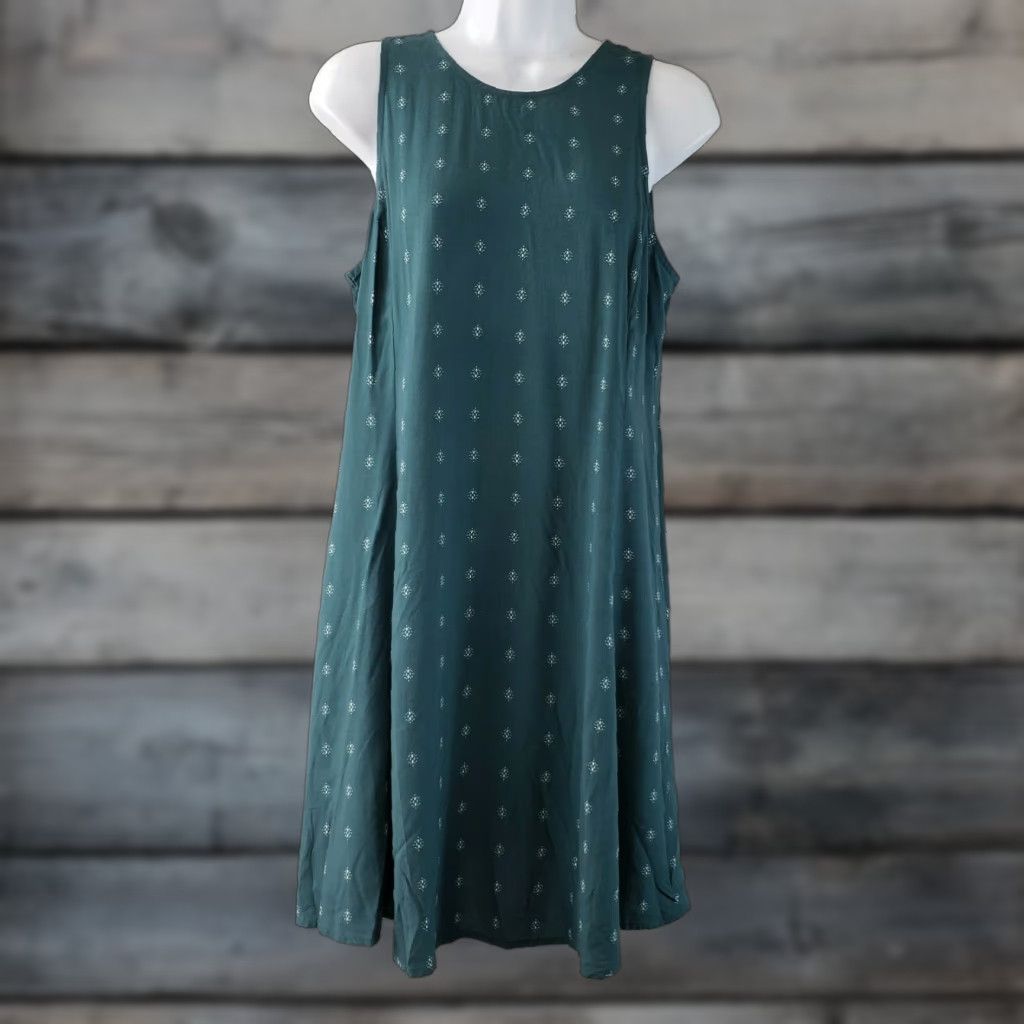 Old Navy VINTAGE Old Navy Womens Dress Sz S Green Teal Sleeveless Rayon A-Line Casual Short 31" Womens Size S / US 4 / IT 40 - 1 Thumbnail
