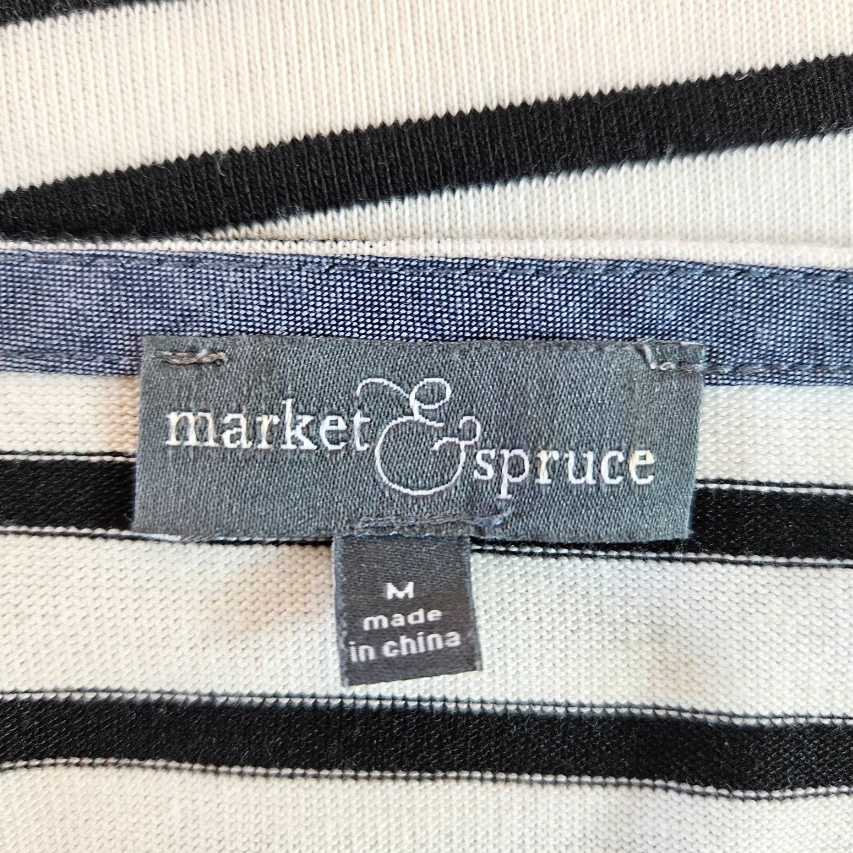 Market Market & Spruce Womens Top 3/4 Sleeve Size M Black White Stripe Blouse Shirt Multicolor Pattern Striped Casual Womens Size M / US 6-8 / IT 42-44 - 5 Thumbnail