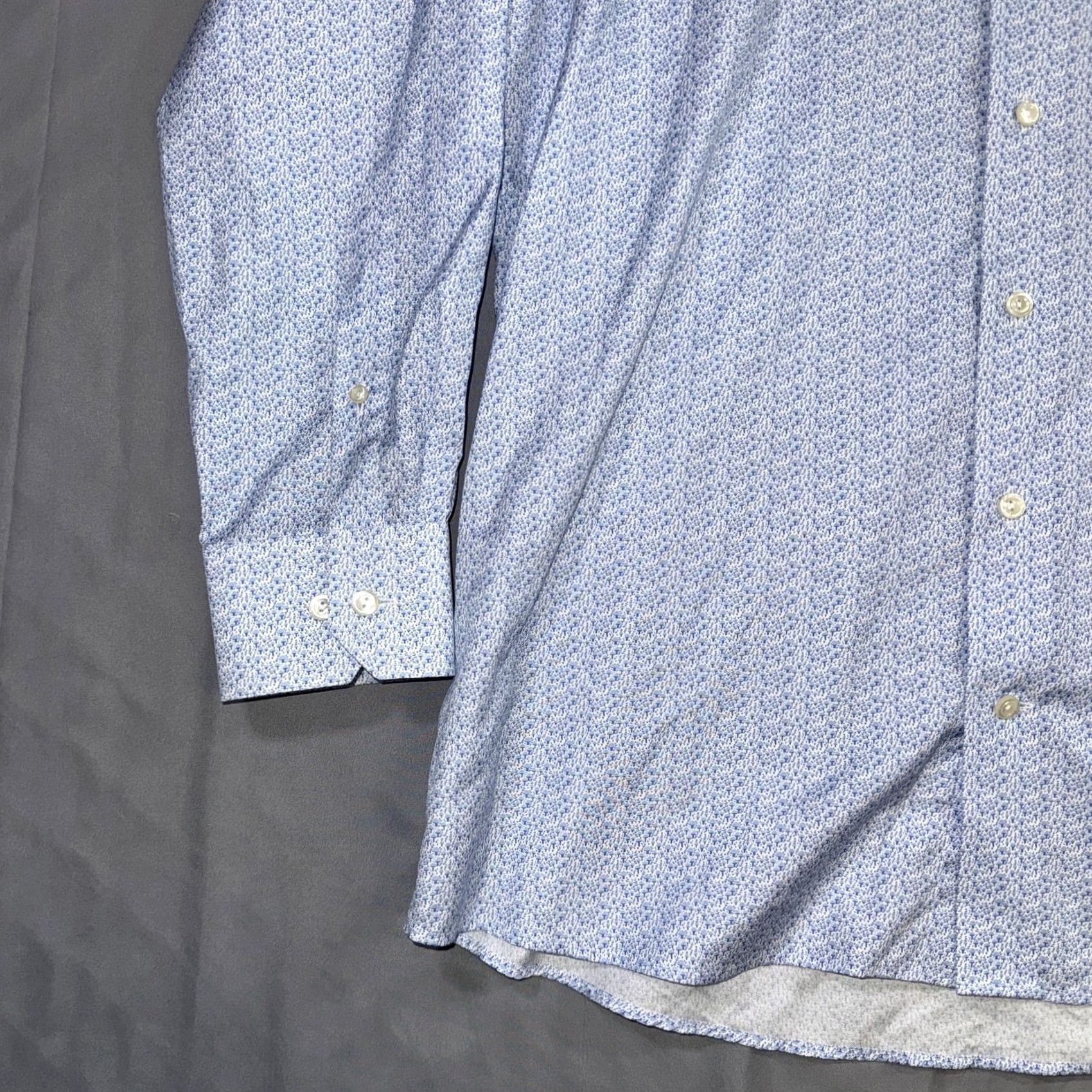 Eton Eton Dress Shirt Mens 42 Blue Geometric Microprint Long Sleeve Contemporary Regular Shirt Mens Size 42R - 4 Thumbnail
