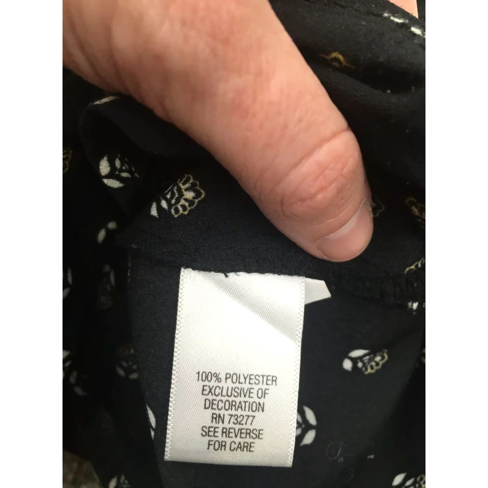 Vera Wang Vera Wang Princess Shirt Womens Small Black Sheer Floral 3/4 Sleeve Peasant Tie V-Neck Blouse Size S / US 4 / IT 40 - 7 Thumbnail