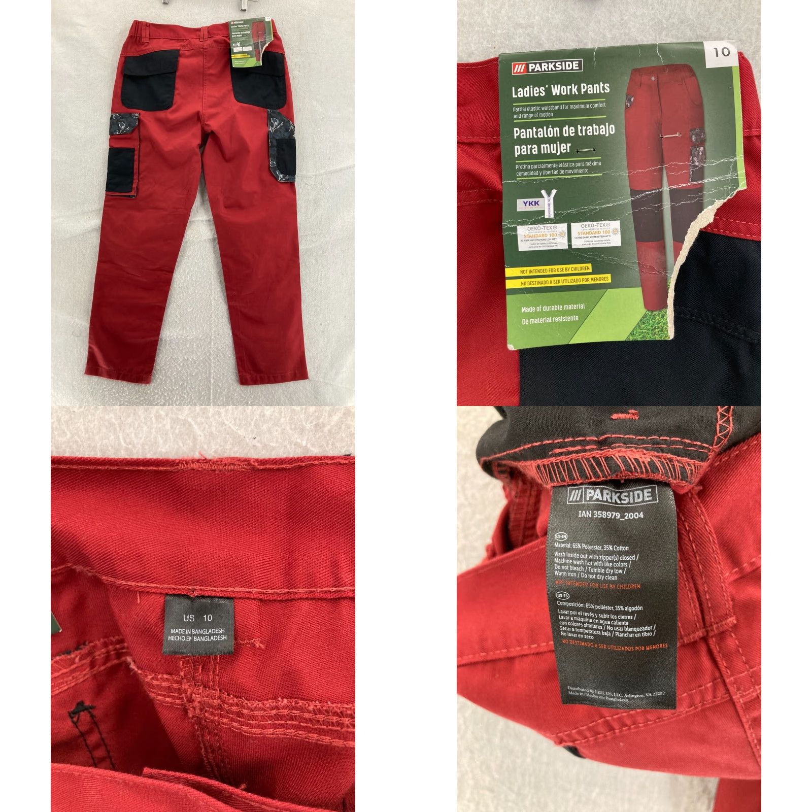 Vintage PARKSIDE PERFORMANCE Work Pants Womens 10 Red Utility Hiking Casual Classic Fit Size 32" / US 10 / IT 46 - 8 Thumbnail