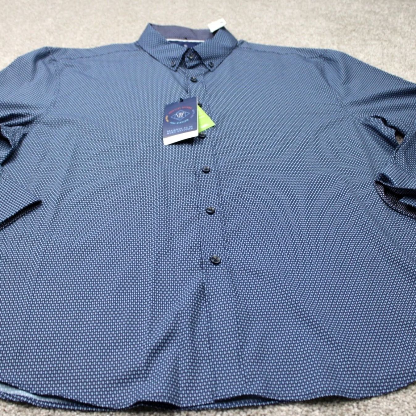 Vintage Construct Shirt Geometric Blue 2XL Mens NWT L/S 4 Way Stretch Wrinkle Free Button-Up 90s Size US XXL / EU 58 / 5 - 3 Thumbnail