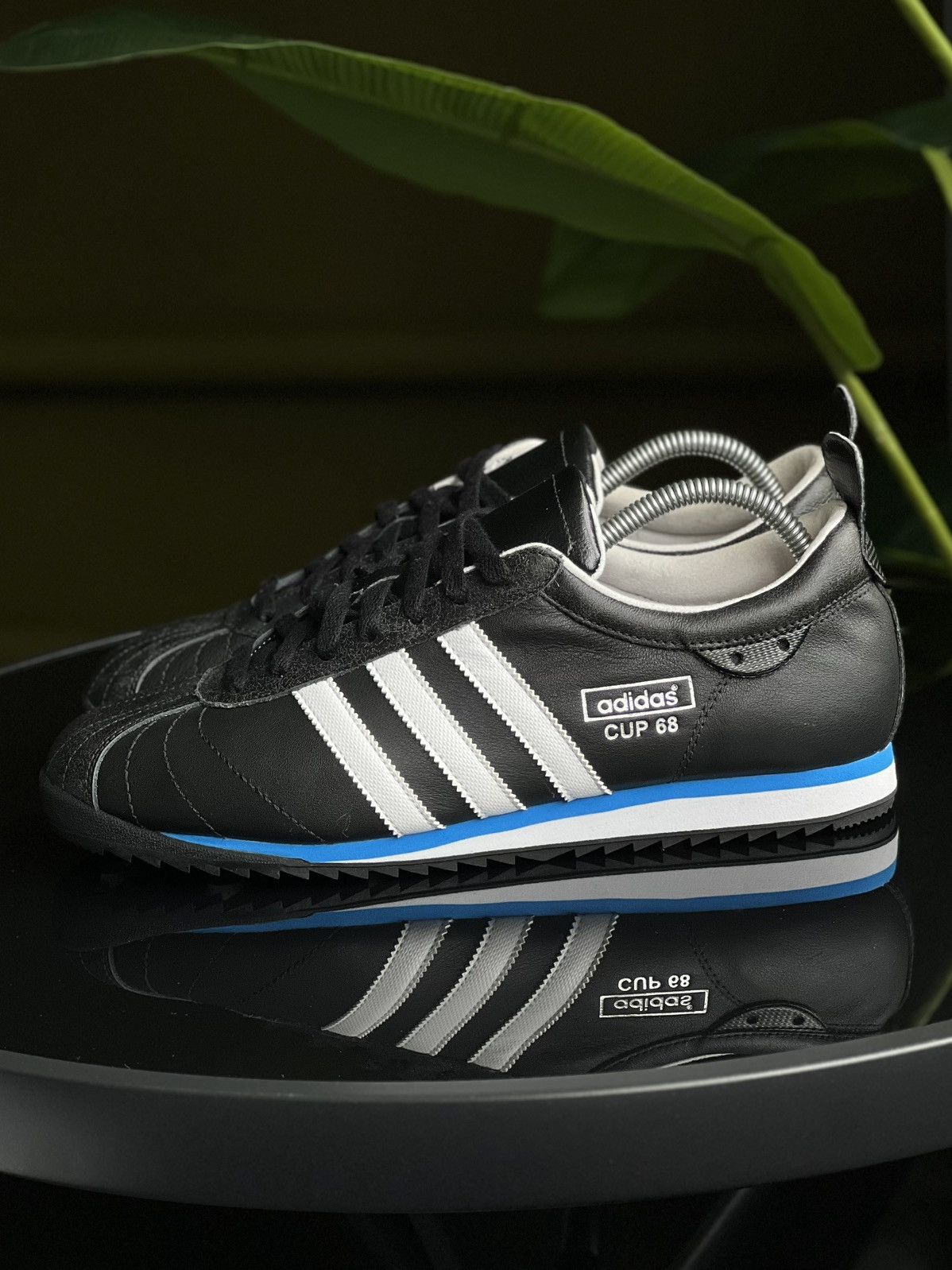 Vintage Adidas Cup 68 Indoor Trainers Black White Blue Y2K Size US 10.5 / EU 43-44 - 2 Thumbnail