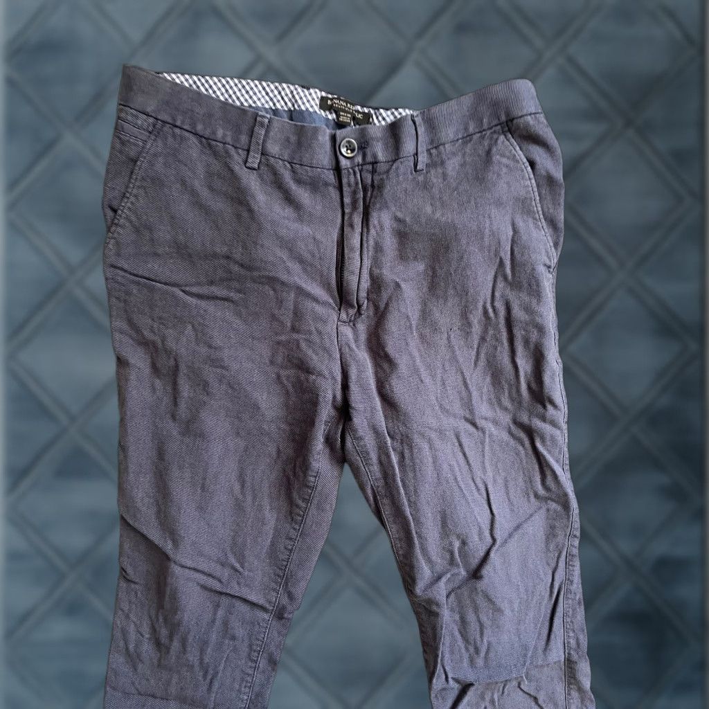 Banana Republic Banana Republic Kentfield Pant Straight Fit Dress Chino 34x27 Blue Solid Casual Formal Party/Cocktail Travel Men) Size US 34 / EU 50 - 1 Thumbnail