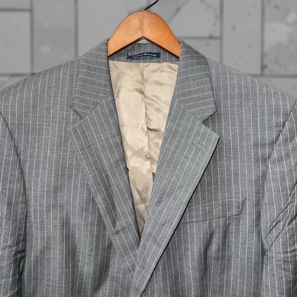 Ralph Lauren Lauren Ralph Lauren Gray Striped Wool Cashmere Blend Sport Coat Mens Size 44L Size US S / EU 44-46 / 1 - 1 Thumbnail