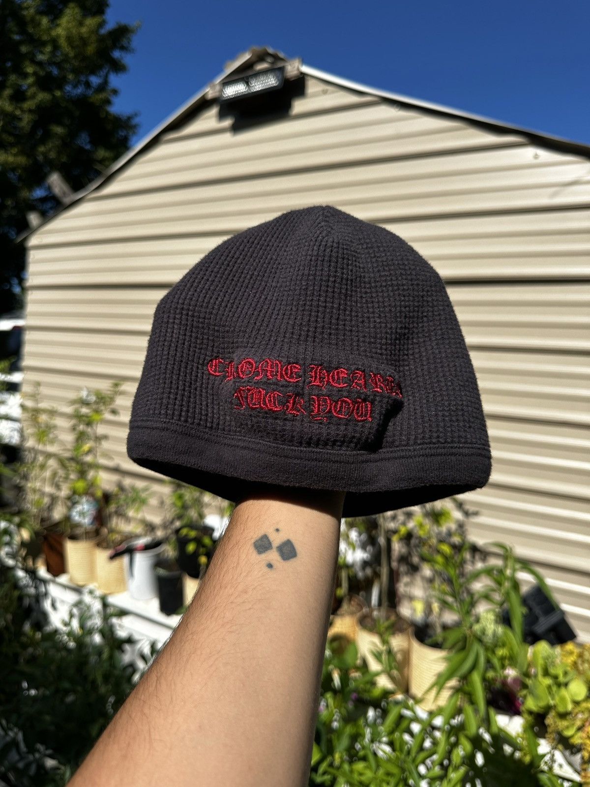 Chrome Hearts Chrome Hearts “Fuck You” Embroidered Thermal Beanie
