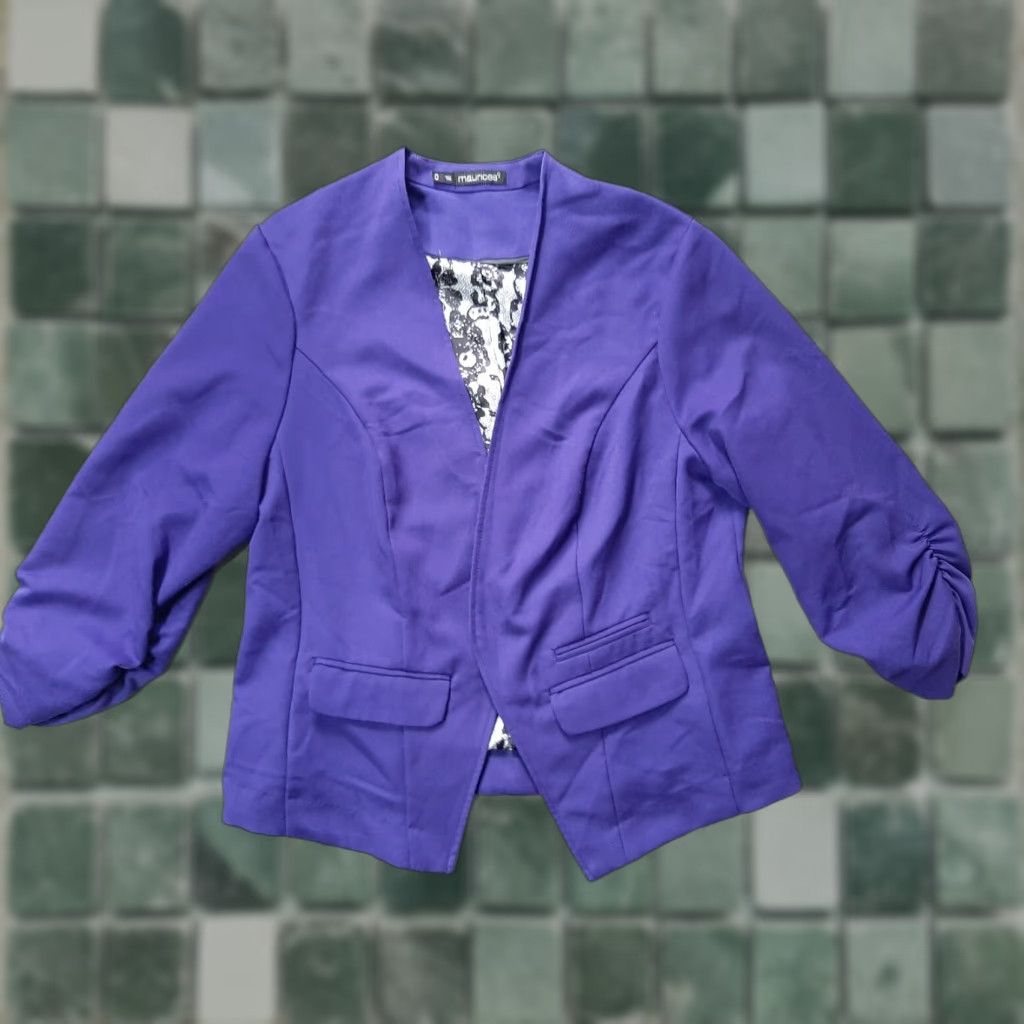 Vintage Maurices Open Front Jacket Long Sleeve Size 0 Purple Womens Plus Cotton Basic Jacket O p e n Front Size XS / US 0-2 / IT 36-38 - 1 Thumbnail