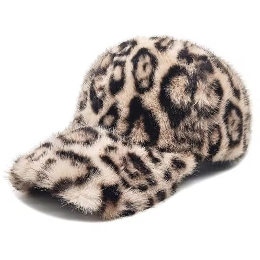 Japanese Brand Leopard Print Plush Baseball Cap Size ONE SIZE - 3 Thumbnail