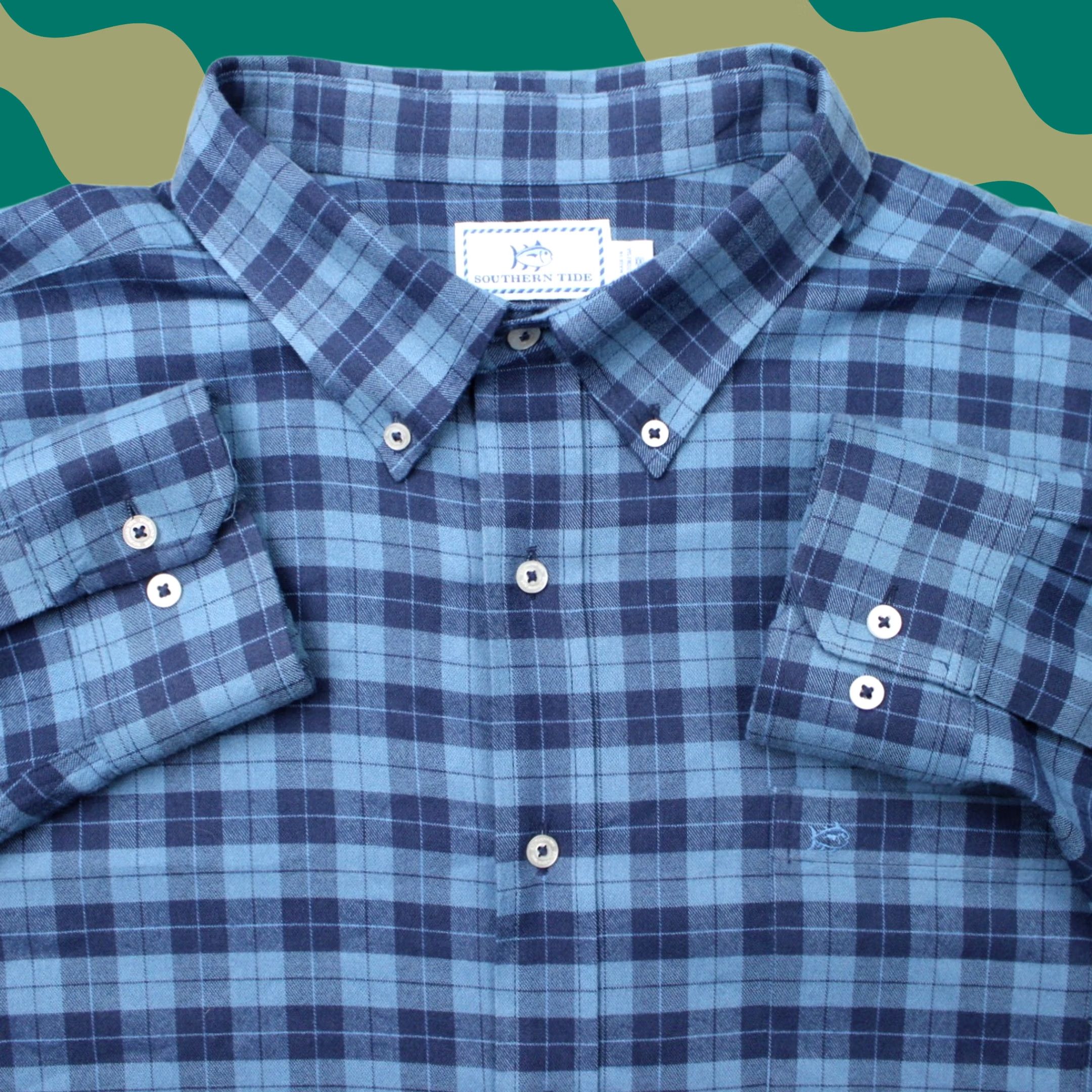 Southern Tide Southern Tide Shirt Mens 2XL XXL Blue Intercoastal Nylon Stretch Long Sleeve Button-Up Plaid Ch I Blue Mens 2XL XXL Shirt Size US XXL / EU 58 / 5 - 1 Thumbnail